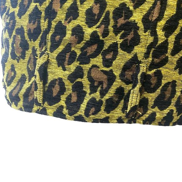 FREE PEOPLE Femme Fatale Long Moto Jacket Yellow Leopard Print Extra Small XS - Picture 6 of 12